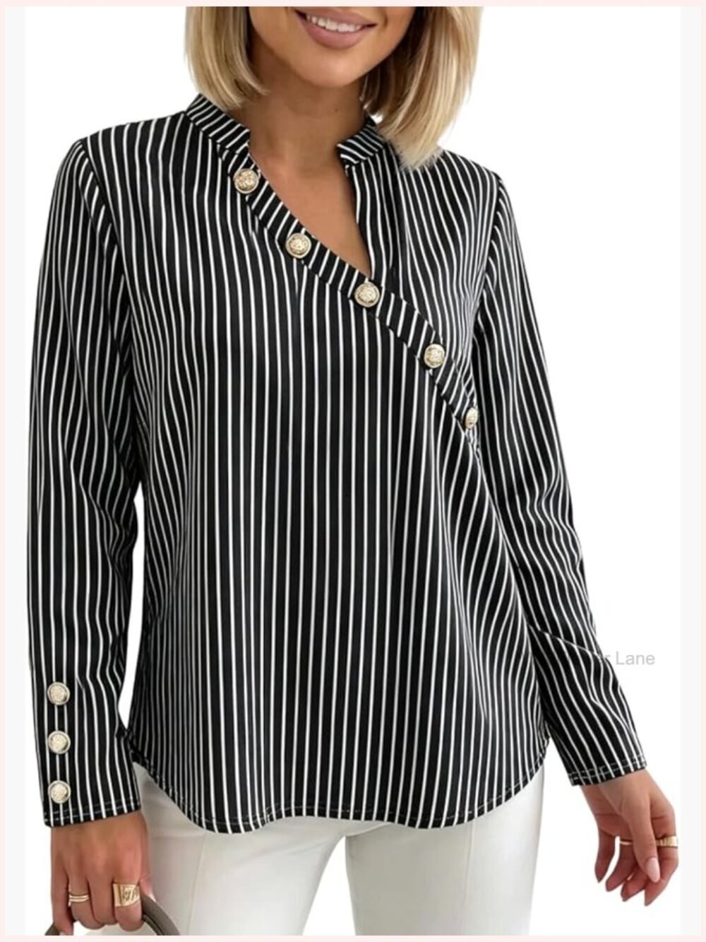 Long Sleeve Asymmetrical Neck Boho Striped Blouse Tunics Tops for Women